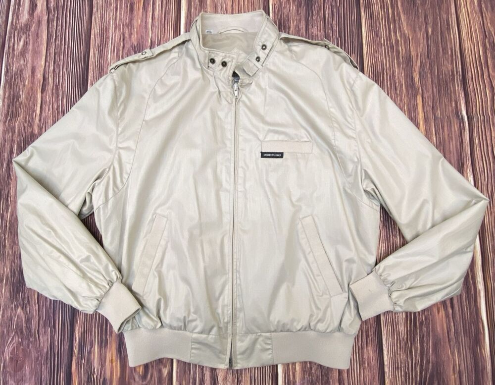 Vintage Members Only Iconic Racer Jacket Men's 42 Tan Beige 80s Retro